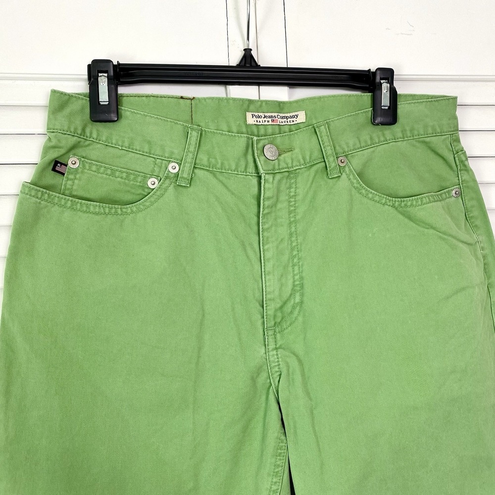 VTG Polo Jean Co Ralph Lauren Pants Mens Sz 32x26 Green Military Preppy USA Logo